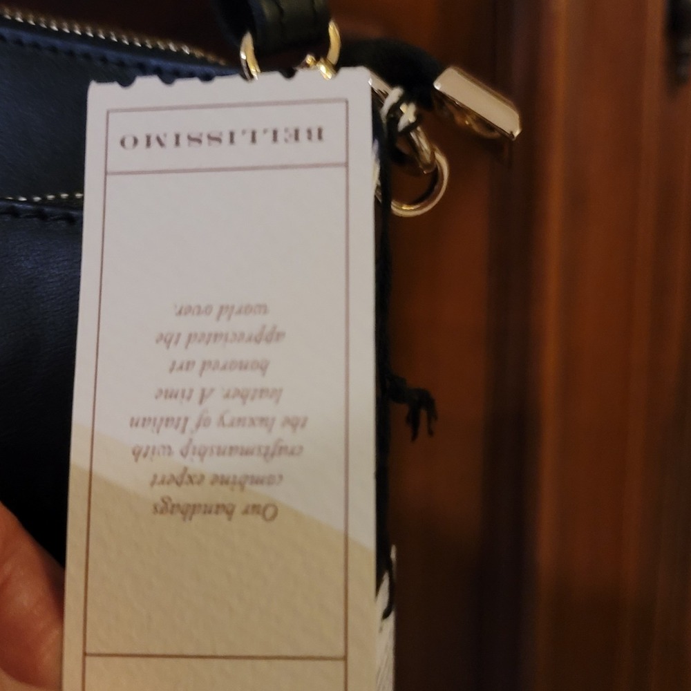 Divina Firenza Lilla Black leather 3 zip bag 2 outer pockets zippered - Picture 9 of 12